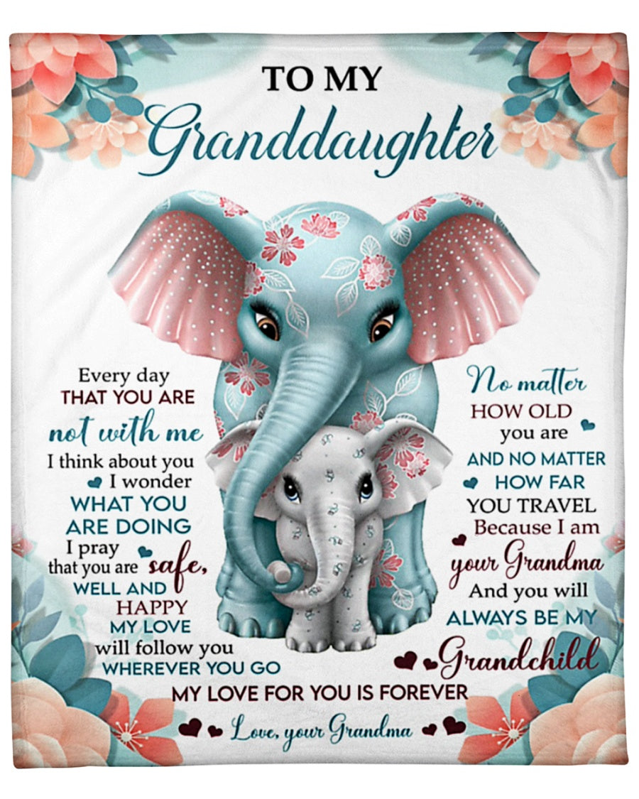 Gift For Granddaughter Blanket, To My Granddaughter My Love For You Is Forever Elephant 1646117313612.jpg
