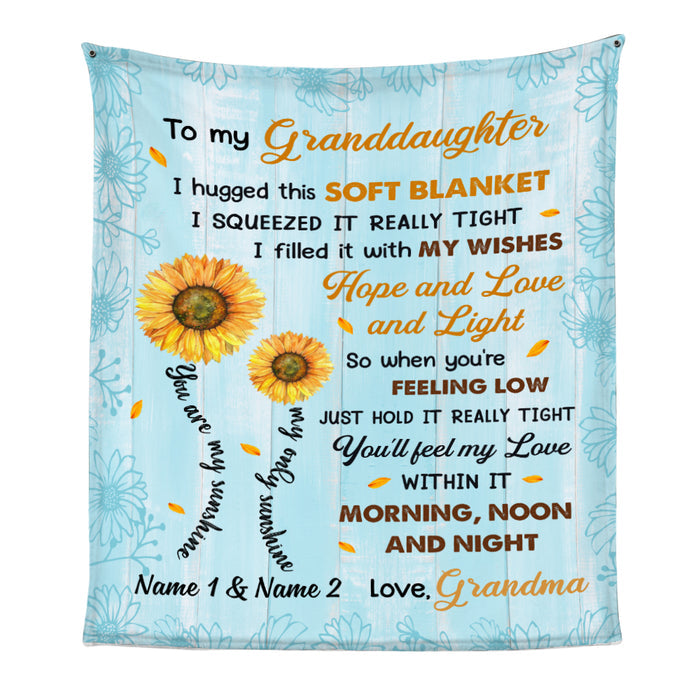 Personalized Sunflower To My Granddaughter I Hugged This Soft Blue Blanket Gift For Granddaughter From Grandma Birthday Gift Home Decor Bedding Couch Sofa Soft And Comfy Cozy 1646297792468.jpg
