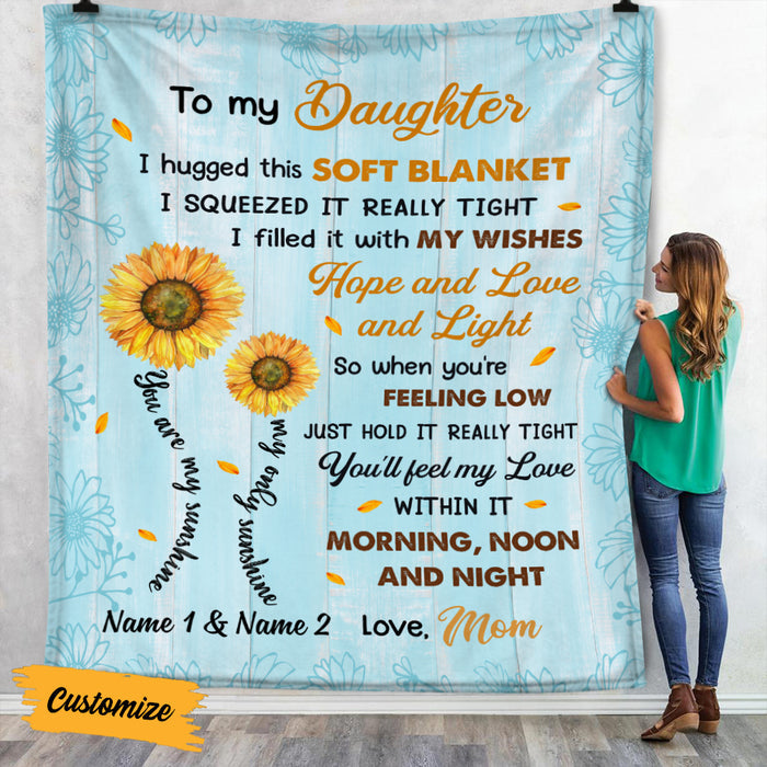 Personalized Sunflower To My Granddaughter I Hugged This Soft Blue Blanket Gift For Granddaughter From Grandma Birthday Gift Home Decor Bedding Couch Sofa Soft And Comfy Cozy 1646297792678.jpg