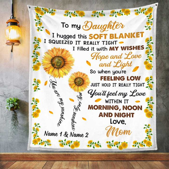 Personalized Sunflower To My Granddaughter I Hugged This Soft White And Yellow Blanket Gift For Granddaughter From Grandma Birthday Gift Home Decor Bedding Couch Sofa Soft And Comfy Cozy 1646297967541.jpg