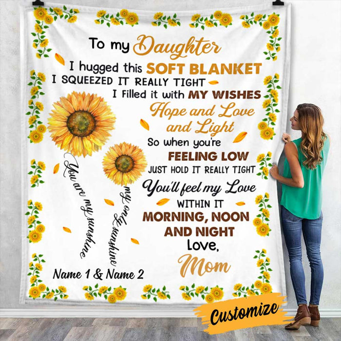 Personalized Sunflower To My Granddaughter I Hugged This Soft White And Yellow Blanket Gift For Granddaughter From Grandma Birthday Gift Home Decor Bedding Couch Sofa Soft And Comfy Cozy 1646297967813.jpg