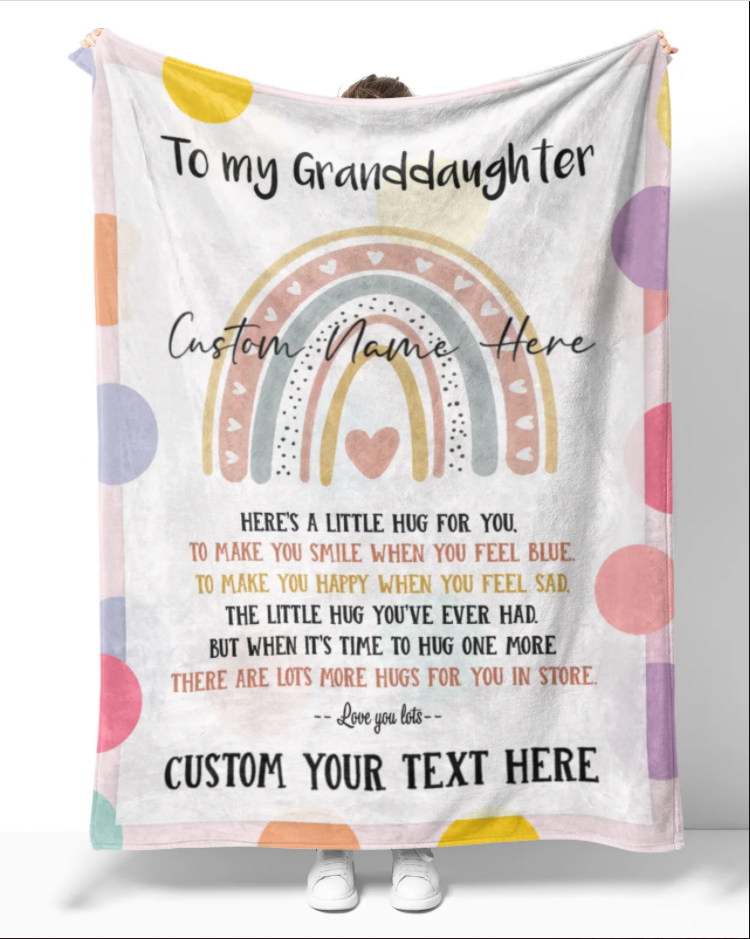 To My Granddaughter Personalized Rainbow Name Blanket Gift For Granddaughter/baby Girl/toddler/teen Home Decor Bedding Couch Sofa Soft And Comfy Cozy 1646969776176.png