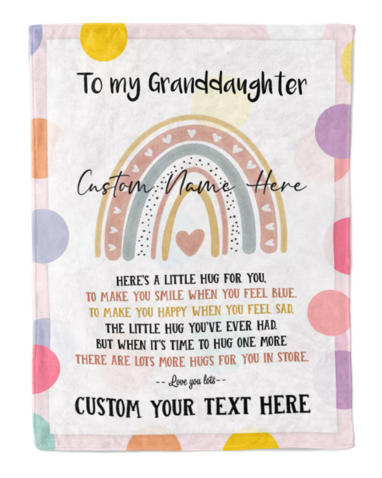 To My Granddaughter Personalized Rainbow Name Blanket Gift For Granddaughter/baby Girl/toddler/teen Home Decor Bedding Couch Sofa Soft And Comfy Cozy 1646969776519.png
