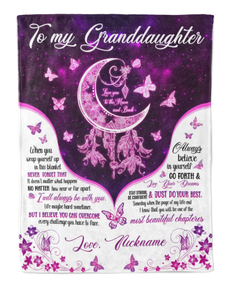 Personalized To My Granddaughter Love You To The Moon And Back Butterfly Mandala Purple Galaxy Blanket Gift For Granddaughter Home Decor Bedding Couch Sofa Soft And Comfy Cozy 1646971243340.png
