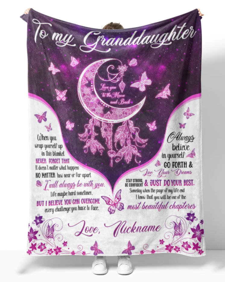 Personalized To My Granddaughter Love You To The Moon And Back Butterfly Mandala Purple Galaxy Blanket Gift For Granddaughter Home Decor Bedding Couch Sofa Soft And Comfy Cozy 1646971244019.png