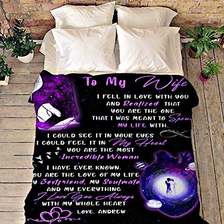 To My Wife Personalized Blankets With Name-unique Valentine Birthday Gifts For Wife-you Are The Love Of My Life Heart Purple 1647599128407.jpg