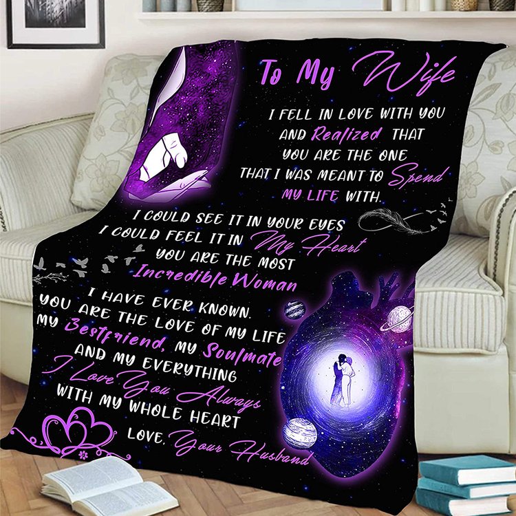 To My Wife Personalized Blankets With Name-unique Valentine Birthday Gifts For Wife-you Are The Love Of My Life Heart Purple 1647599128412.jpg