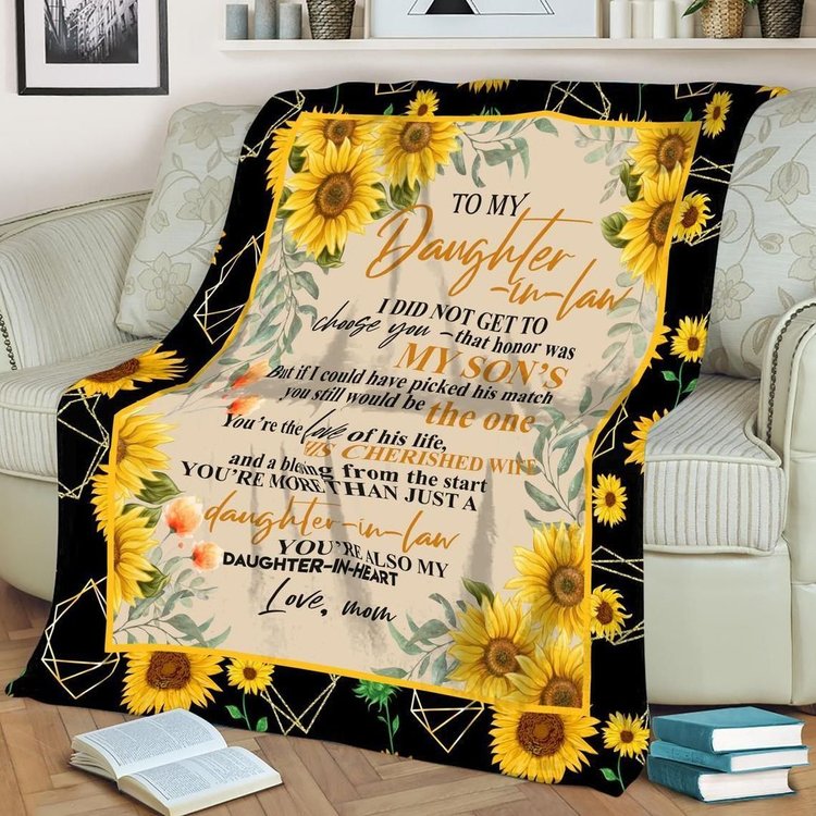 To My Daughter-in-law You're Also My Daughter-in-heart Sunflower Blanket Gift From Mother-in-law Birthday Gift Home Decor Bedding Couch Sofa Soft And Comfy Cozy 1647659134018.jpg