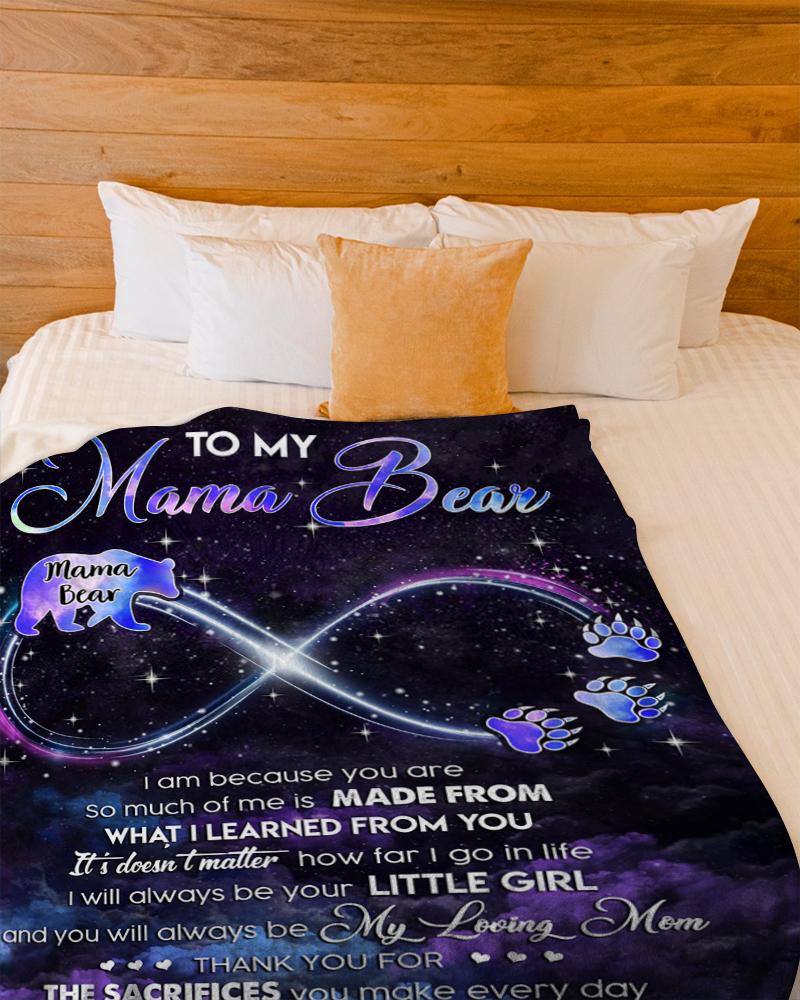 To My Mama Bear I Am Because You Are Purple Blanket Gift For Mom From Daughter Birthday Gift Home Decor Bedding Couch Sofa Soft And Comfy Cozy 1647836133870.jpg