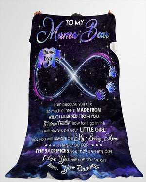 To My Mama Bear I Am Because You Are Purple Blanket Gift For Mom From Daughter Birthday Gift Home Decor Bedding Couch Sofa Soft And Comfy Cozy 1647836133874.jpg
