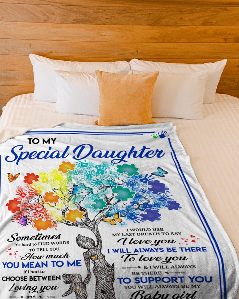 To My Daughter I Will Always Be There To Support You Autism Awareness Blanket Gift For Daughter From Mom Birthday Gift Home Decor Bedding Couch Sofa Soft And Comfy Cozy 1647837997530.jpg