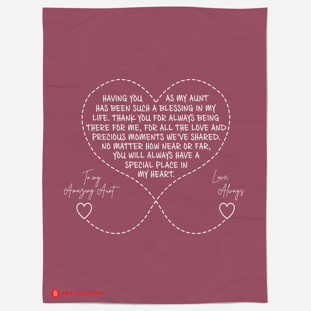 To My Aunt You Will Always Have A Special Place In My Heart Blanket Gift For Aunt Birthday Gift Home Decor Bedding Couch Sofa Soft And Comfy Cozy 1647915428360.jpg