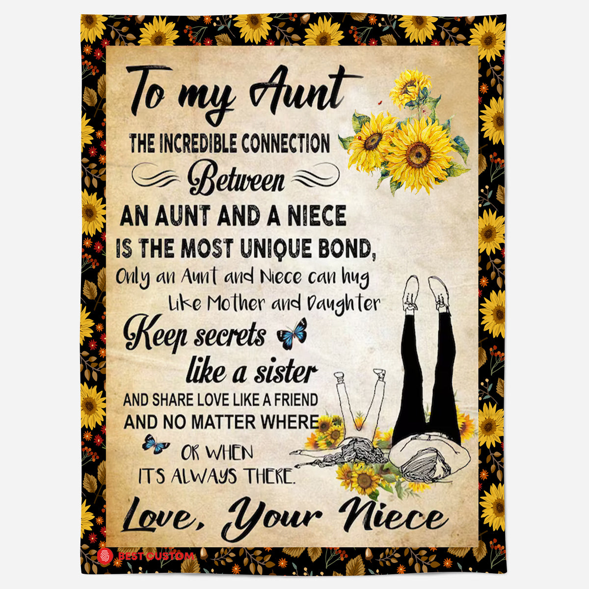To My Aunt Only An Aunt And Niece Can Hug Like Mother And Daughter Blanket Gift For Aunt Birthday Gift Home Decor Bedding Couch Sofa Soft And Comfy Cozy 1647915532143.jpg