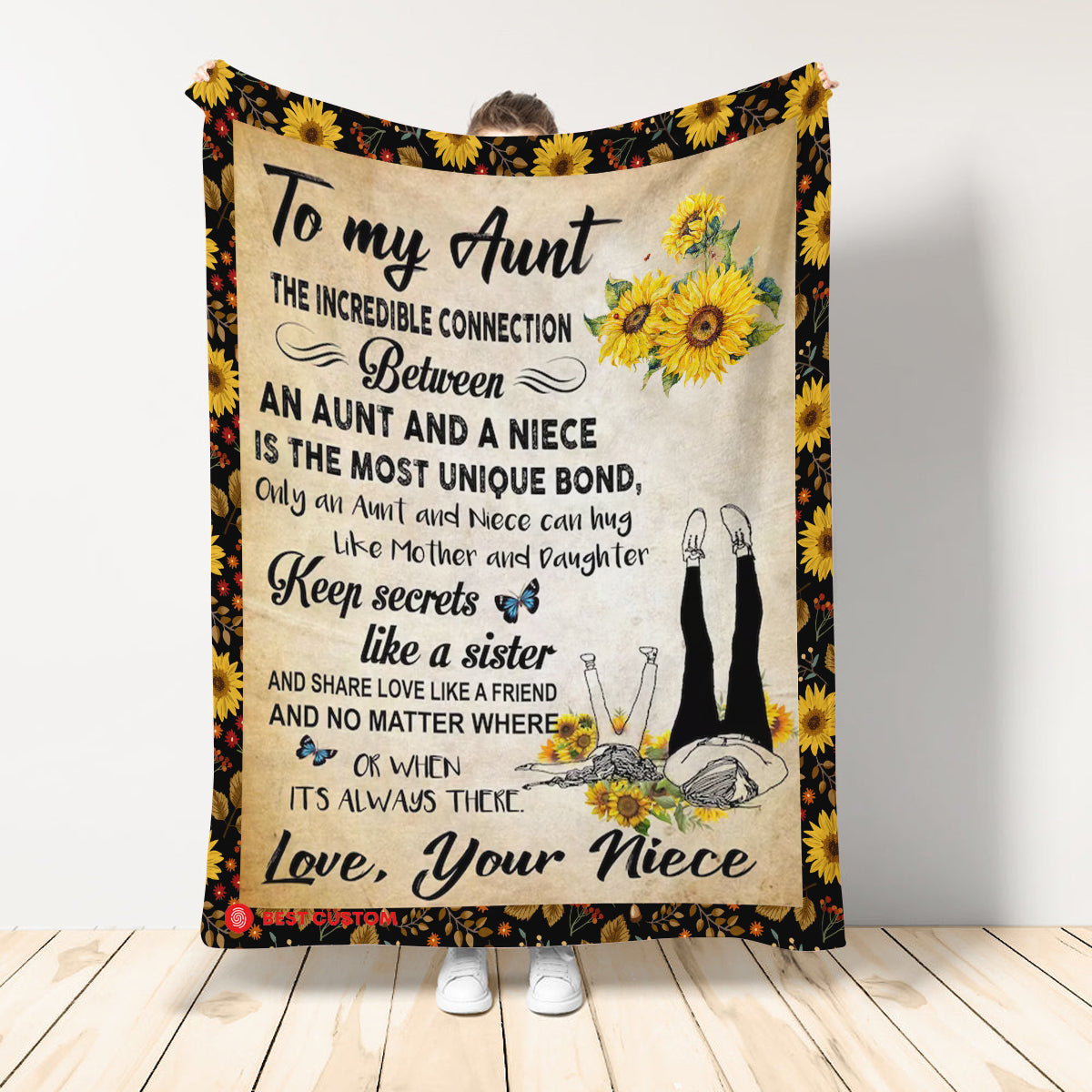 To My Aunt Only An Aunt And Niece Can Hug Like Mother And Daughter Blanket Gift For Aunt Birthday Gift Home Decor Bedding Couch Sofa Soft And Comfy Cozy 1647915532236.jpg