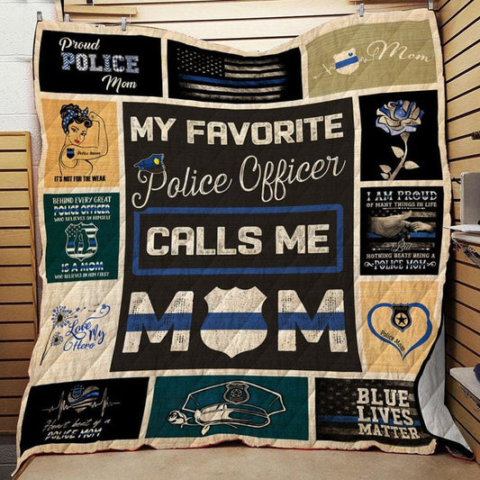 Personalized Name Blanket - Gifts For A Mom - Mom Gifts For Mothers Day Birthday - My Favorite Officer Calls Me Mom Police 1648026564562.jpg