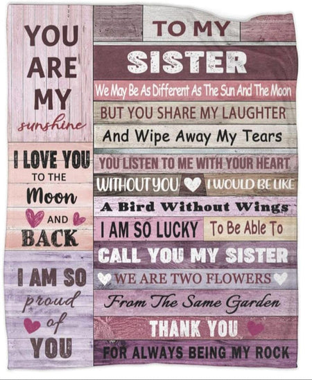 To My Sister Thank You For Always Being My Rock Blanket Gift For Sister Birthday Gift Home Decor Bedding Couch Sofa Soft And Comfy Cozy 1648267357220.jpg