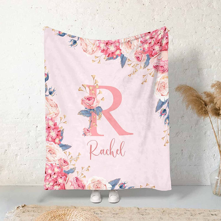 Personalized Monogram With Flower For Kids Toddler Blanket With Name For Girls Boys Birthday Gift Home Decor Bedding Couch Sofa Soft And Comfy Cozy 1648267832141.jpg