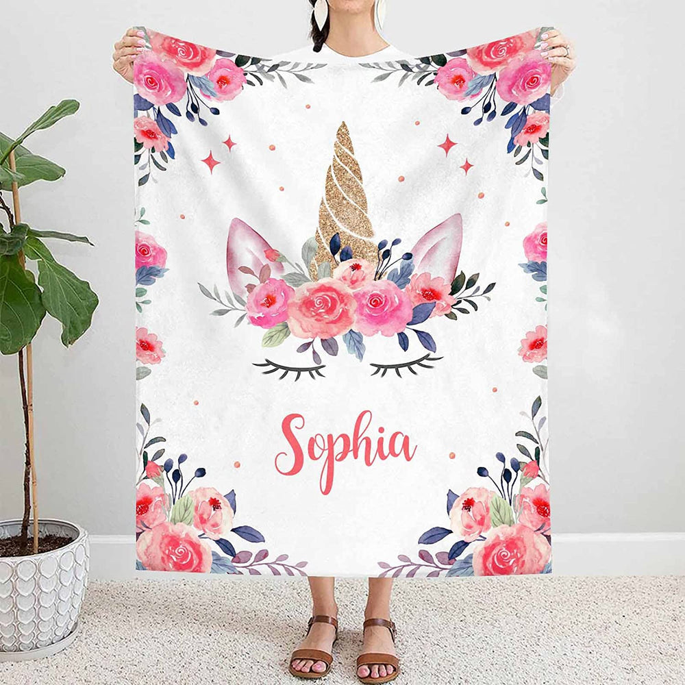 Personalized Unicorn Baby Blanket With Name For Girls, Baby Gifts For Newborn Girl Birthday Gift Home Decor Bedding Couch Sofa Soft And Comfy Cozy 1648267910325.jpg