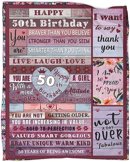 50th Birthday 50 Years Of Being Awesome Blanket Gift For Women Birthday Gift Home Decor Bedding Couch Sofa Soft And Comfy Cozy 1648268167583.jpg
