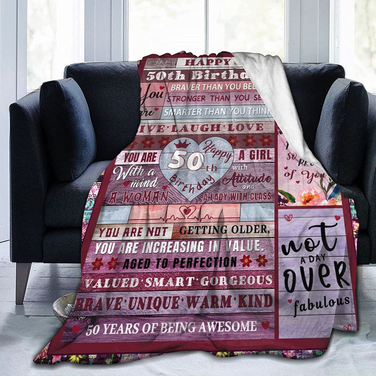 50th Birthday 50 Years Of Being Awesome Blanket Gift For Women Birthday Gift Home Decor Bedding Couch Sofa Soft And Comfy Cozy 1648268168285.jpg