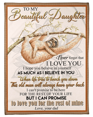 To My Beautiful Daughter Never Forget That I Love You Sloth Mandala Blanket Gift For Daughter From Dad Home Decor Bedding Couch Sofa Soft And Comfy Cozy 1648537706382.png