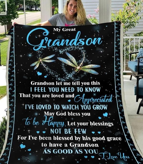 Dragonflies My Great Grandson I Feel You Need To Know Blanket Gift For Grandson Birthday Gift Home Decor Bedding Couch Sofa Soft And Comfy Cozy 1648538382204.jpg