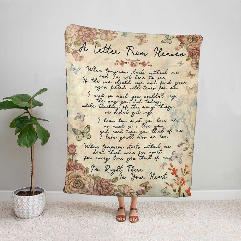 Floral A Letter From Heaven I Know How Much You Love Me Butterfly Memorial Blanket Gift For Family Friend Home Decor Bedding Couch Sofa Soft And Comfy Cozy 1648696433360.jpg