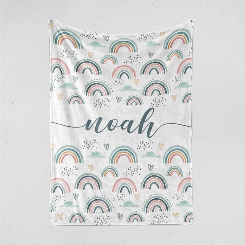 Personalized Baby Blanket For Girls Or Boys With Name, Boho Rainbows Blanket, Baby Shower Home Decor Bedding Couch Sofa Soft And Comfy Cozy 1648870024217.jpg