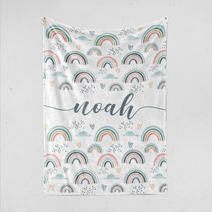 Personalized Baby Blanket For Girls Or Boys With Name, Boho Rainbows Blanket, Baby Shower Home Decor Bedding Couch Sofa Soft And Comfy Cozy 1648870024217.jpg