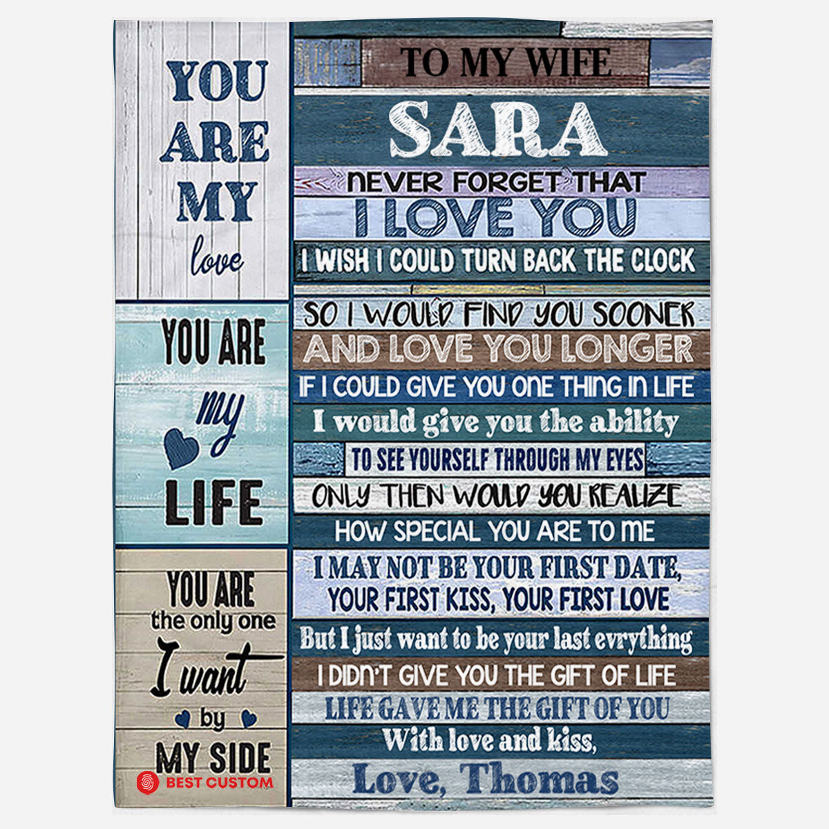To My Wife Personalized Throw Blankets With Names-wedding Anniversary Valentine Birthday Gifts For Wife-you Are My Love Love 1 1649412591473.jpg