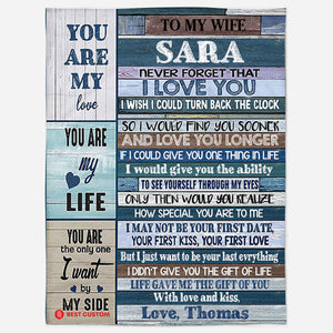 To My Wife Personalized Throw Blankets With Names-wedding Anniversary Valentine Birthday Gifts For Wife-you Are My Love Love 1 1649412591473.jpg