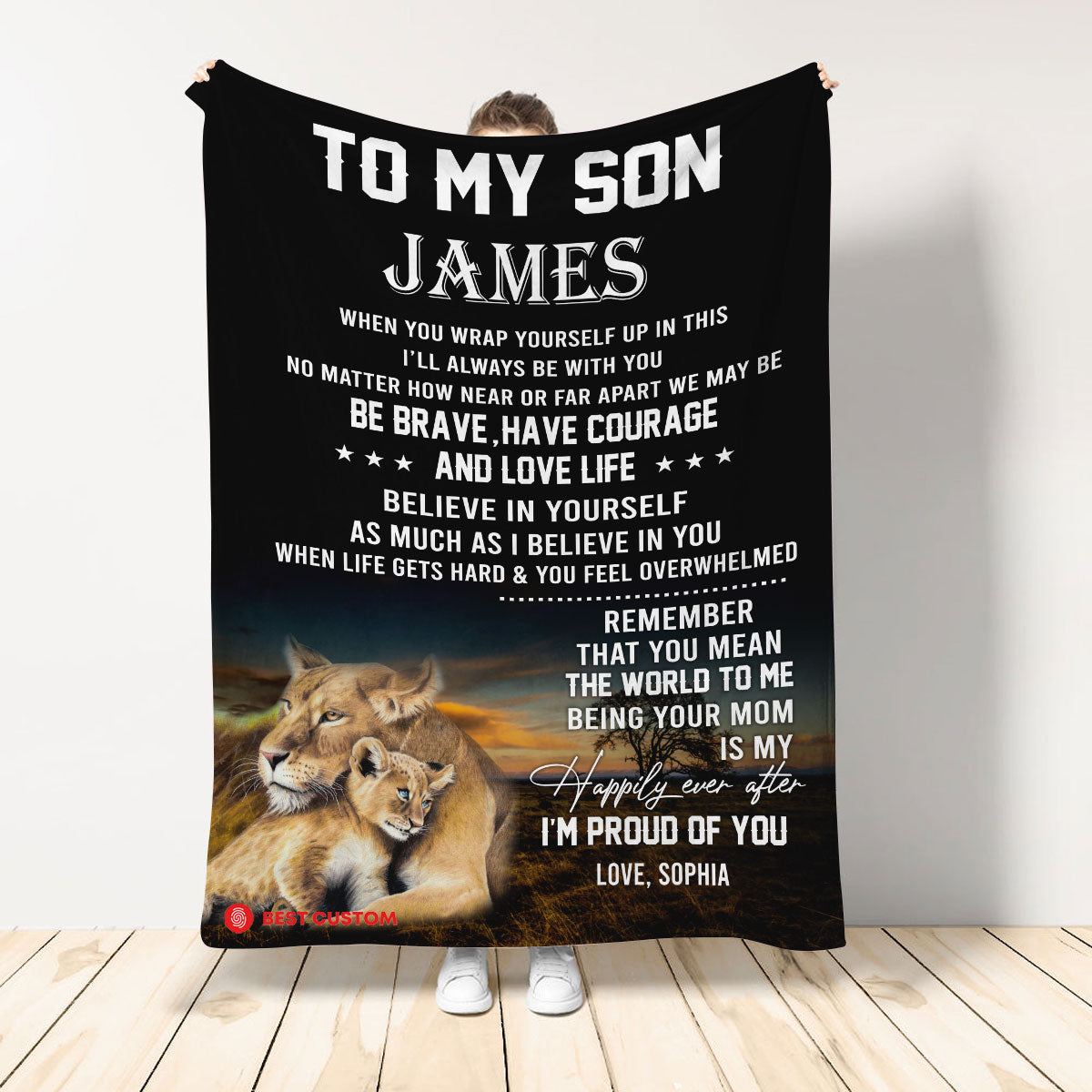 Personalized to My Son Be Brave Lion Mom Fleece Blanket Gift for Son from Mom Home Decor Bedding Couch Sofa Soft and Comfy Cozy 1649412768929.jpg