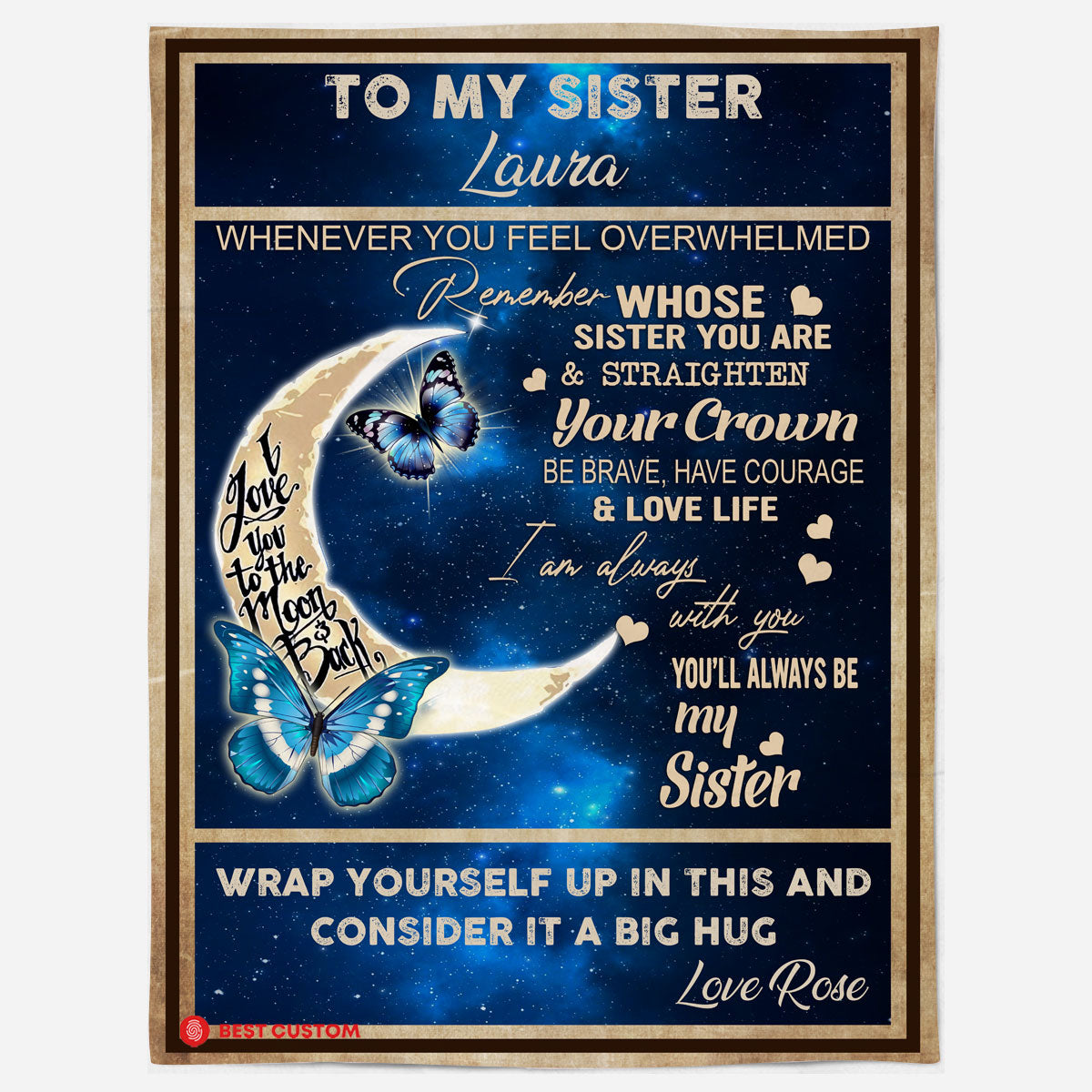 Personalized to My Sister Blanket, You Always Be My Sister Fleece Blanket Home Decor Bedding Couch Sofa Soft and Comfy Cozy Gift for Sister 1649648151710.jpg