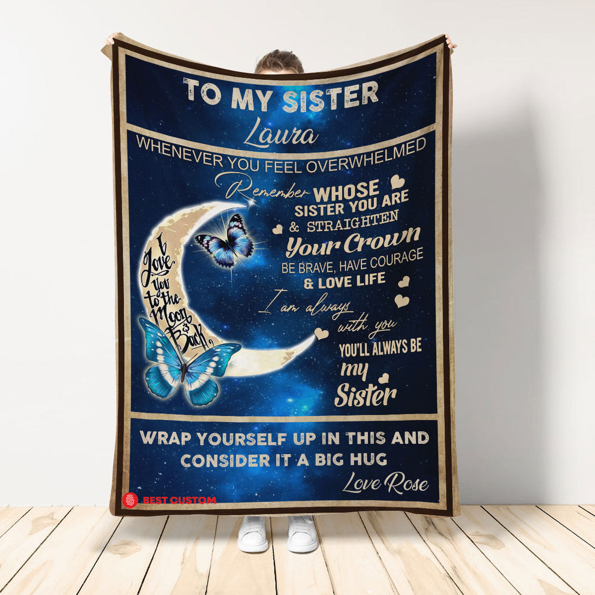 Personalized to My Sister Blanket, You Always Be My Sister Fleece Blanket Home Decor Bedding Couch Sofa Soft and Comfy Cozy Gift for Sister 1649648151840.jpg