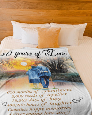 Best Valentine Gift For Girlfriend, Personalized 50 Years Of Love Happy 50th Anniversary Old Couple Blanket Gift For Couple Home Decor Bedding Couch Sofa Soft And Comfy Cozy 1649753872466.jpg