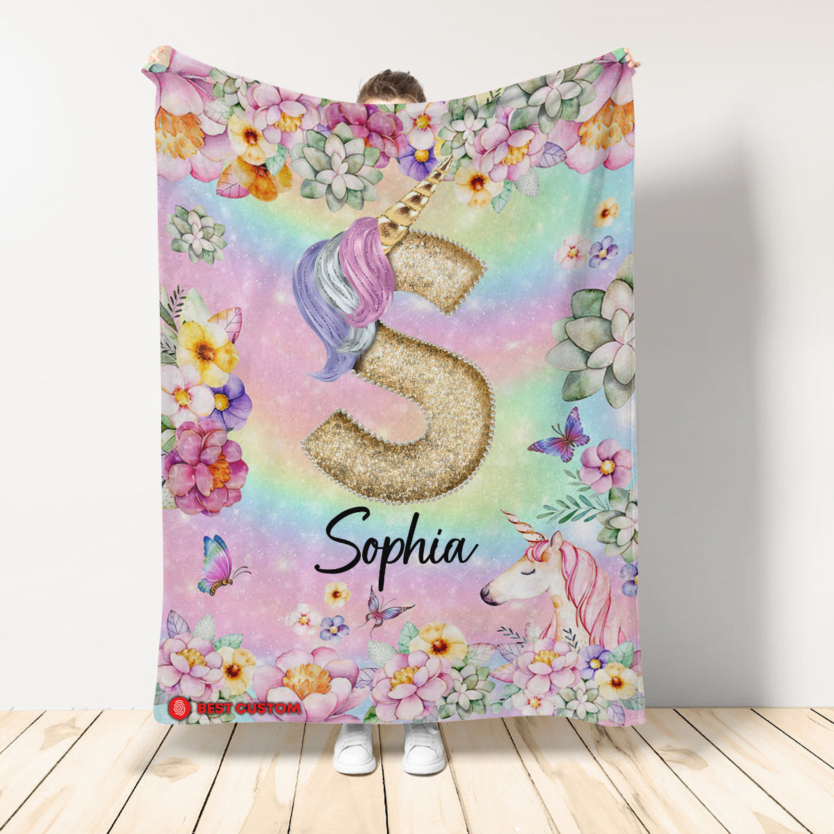 Personalized Name Letter Unicorn Blanket Gift For Unicorn Lovers, Gift For Baby Girl Teen Kids Birthday Gift Home Decor Bedding Couch Sofa Soft And Comfy Cozy 1649816377332.jpg