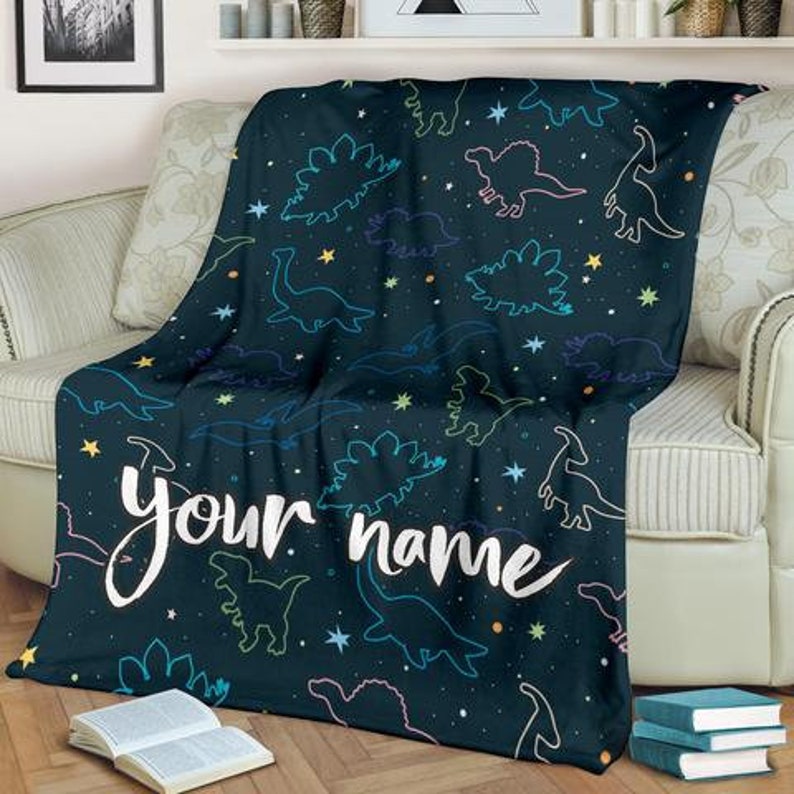 Personalized Name Dinosaur Blanket Gift For Dinosaur Lovers, Gift For Adult Kid Him Her Birthday Gift Home Decor Bedding Couch Sofa Soft And Comfy Cozy 1650018369121.jpg