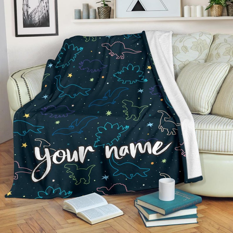 Personalized Name Dinosaur Blanket Gift For Dinosaur Lovers, Gift For Adult Kid Him Her Birthday Gift Home Decor Bedding Couch Sofa Soft And Comfy Cozy 1650018369149.jpg
