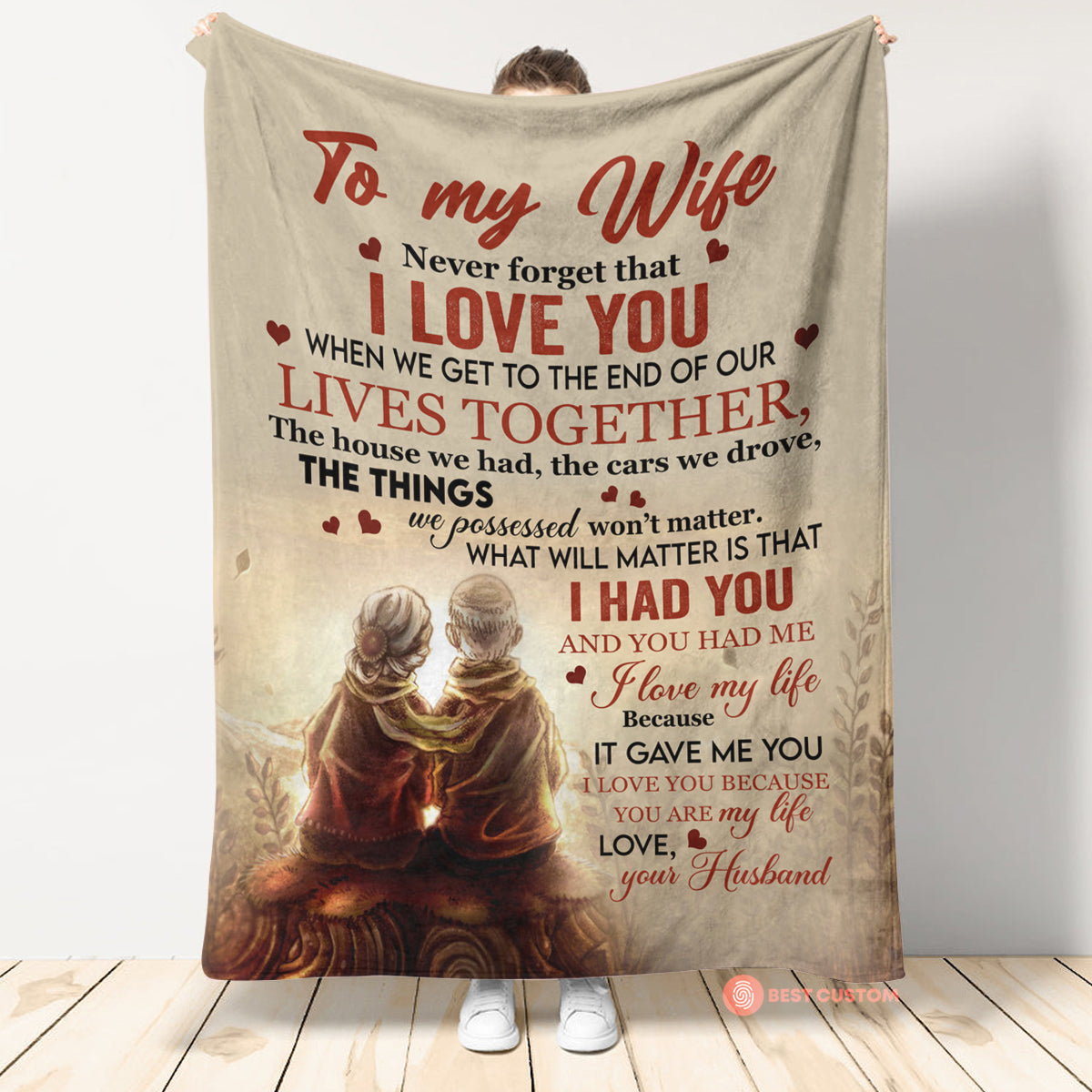 Gift For Wife Blanket, Never Forget That I Love You Old Couple To Wife 1661845617269.jpg