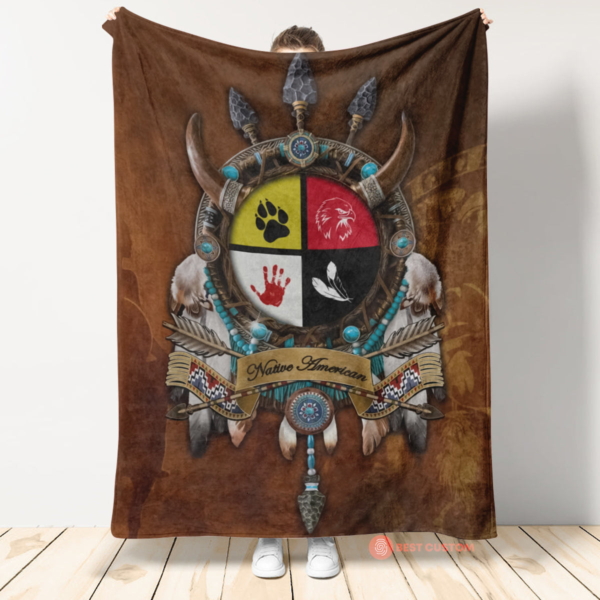 Native American Blanket - Medicine Wheel Dreamcatcher Fleece Blanket 1663569901323.jpg