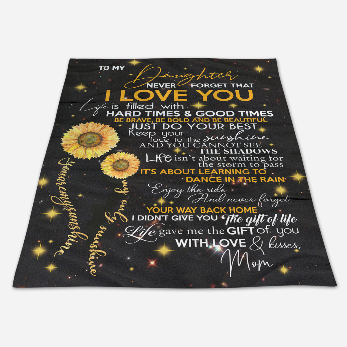 Gift For Daughter Blanket, To My Dear Daughter Sunflower Never Forget That I Love You - Love From Mom 1663571651401.jpg