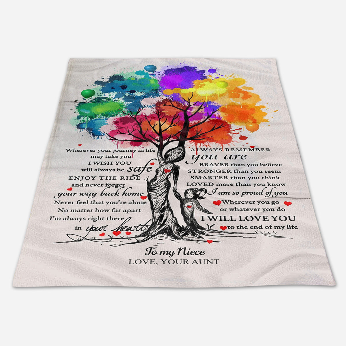 Gift For Niece Blanket, Colorful Tree Always Remember You Are Braver Than You Believe - Love From Aunt 1663668158065.jpg