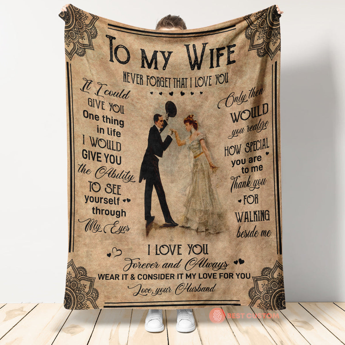 To My Wife Never Forget That I Love You Are To Me Thank You For Walking Beside I Love You Forever Love Your Husband Gift for Wife Family Home Decor Bedding Couch Sofa Soft and Comfy Cozy 1663668378383.jpg