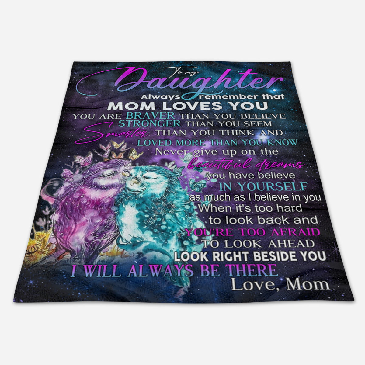Gift For Daughter Blanket, To my Daughter Owl Colorful Always Remember That Mom Loves You - Love From Mom 1663668821810.jpg