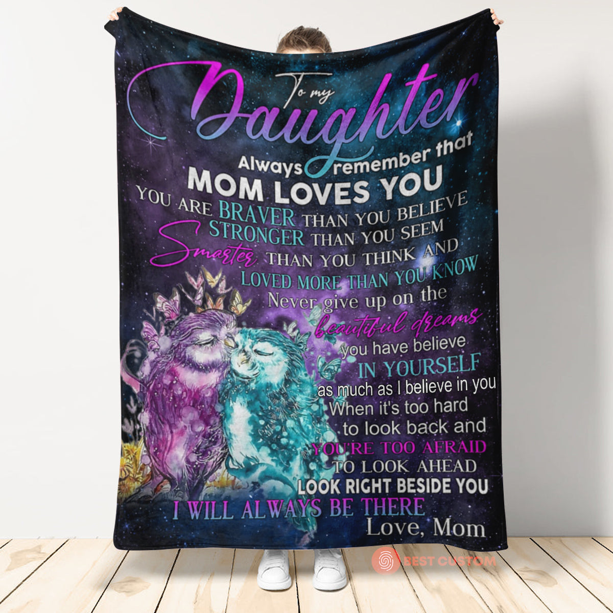 Gift For Daughter Blanket, To my Daughter Owl Colorful Always Remember That Mom Loves You - Love From Mom 1663668821945.jpg