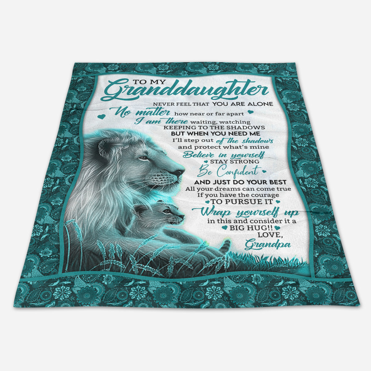 Lion To My Granddaughter Never Feel That You Are Alone Gift From Grandpa Fleece Blanket - Quilt Blanket 1664174407883.jpg