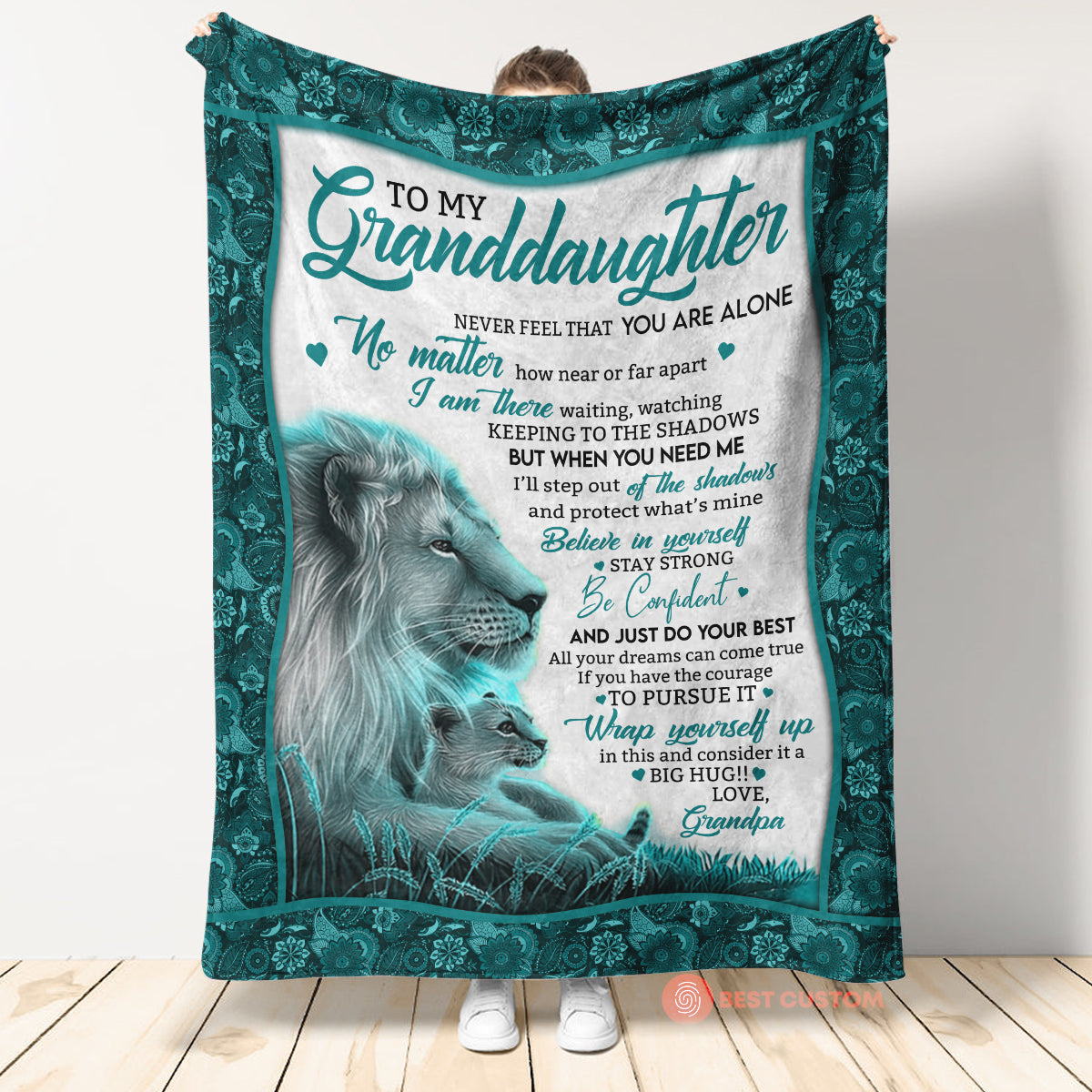 Lion To My Granddaughter Never Feel That You Are Alone Gift From Grandpa Fleece Blanket - Quilt Blanket 1664174409144.jpg