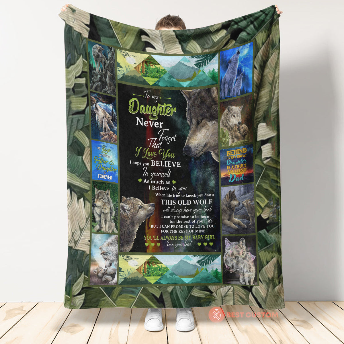 Gift For Daughter Blanket, To My Daughter This Old Wolf Will Always Have Your Back - Love From Dad 1664176066274.jpg