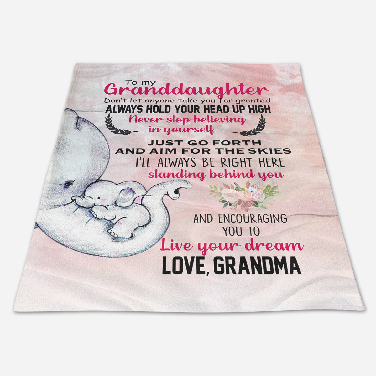 Gift For Granddaughter Blanket, To My Granddaughter Elephant Just Go Forth And Aim For The Skies - Love From Grandma 1664176171095.jpg