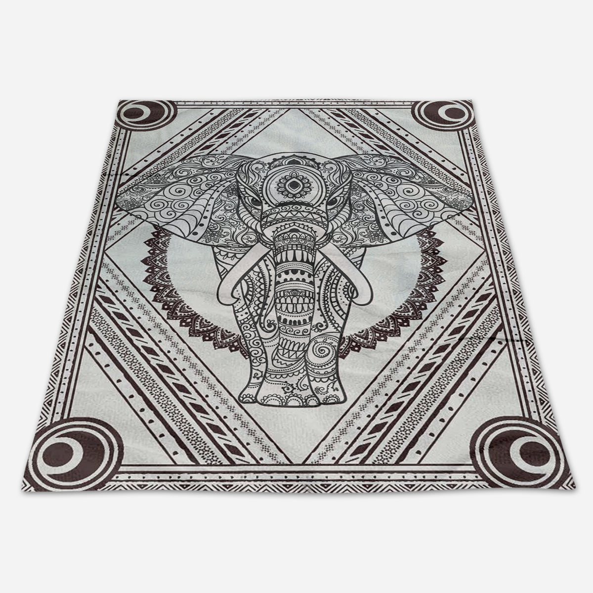 Elephant Blanket, Indian Vintage Pattern Elephant Fleece Blanket 1664176739157.jpg